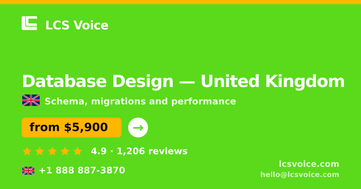 Database Design in Leeds — from $6,100, rated 4.6/5 by 1727 clients. LCS Voice.