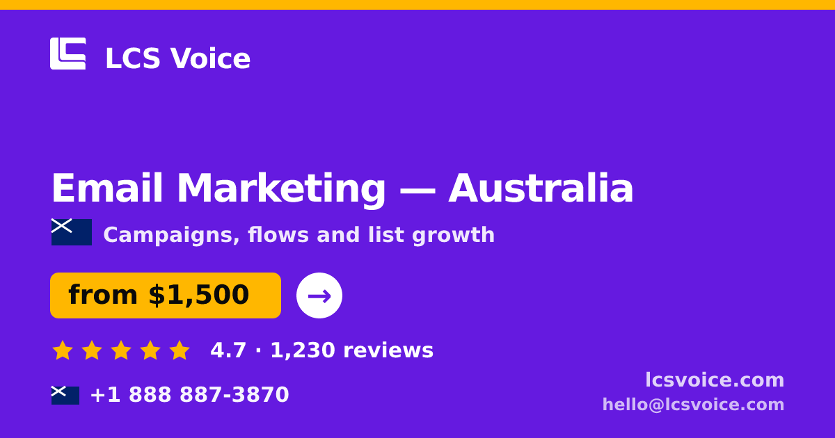 Email Marketing in Brisbane — from $1,100/mo, rated 4.7/5 by 1908 clients. LCS Voice.
