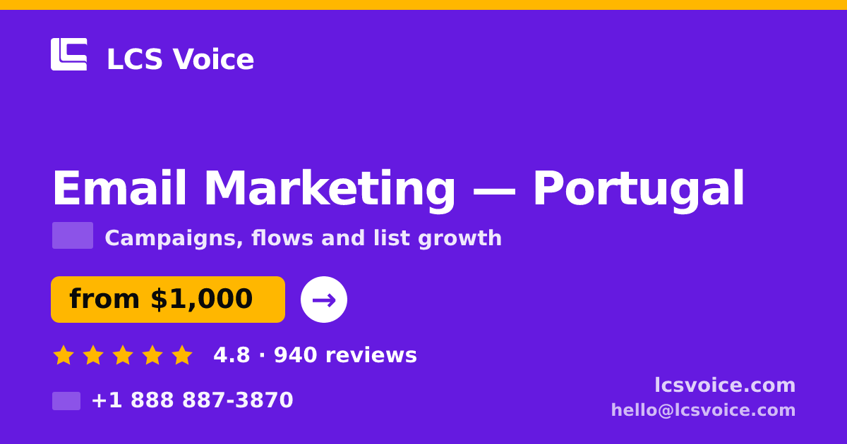 Email Marketing in Porto — from $900/mo, rated 4.7/5 by 2816 clients. LCS Voice.