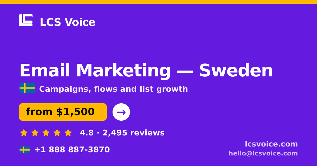 Email Marketing in Malmö — from $1,600/mo, rated 4.6/5 by 503 clients. LCS Voice.