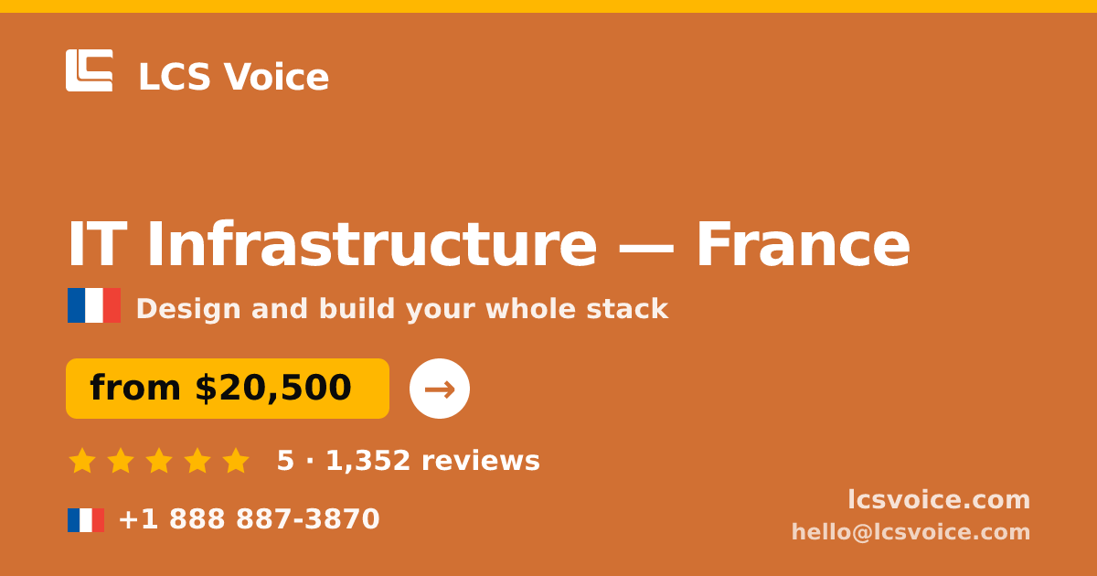 IT Infrastructure in France — from $20,500, rated 5/5 by 1352 clients. LCS Voice.