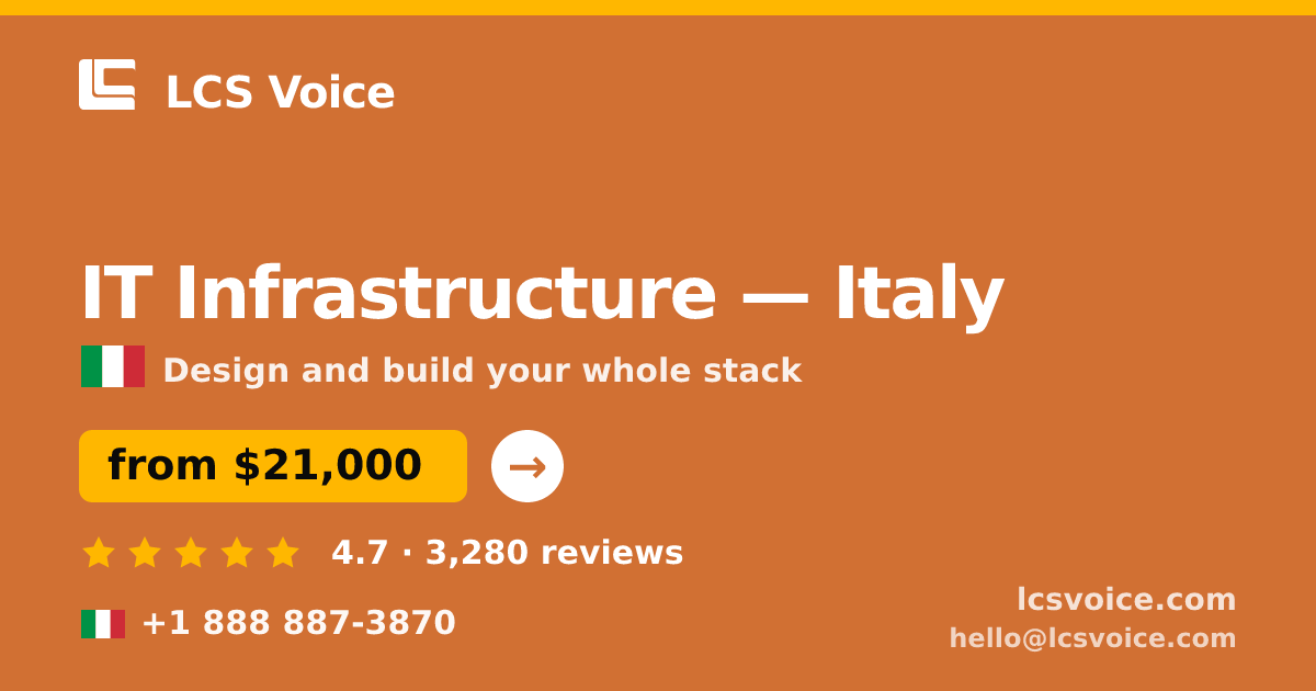 IT Infrastructure in Italy — from $21,000, rated 4.7/5 by 3280 clients. LCS Voice.