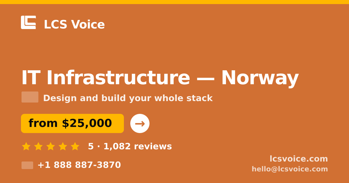IT Infrastructure in Norway — from $25,000, rated 5/5 by 1082 clients. LCS Voice.