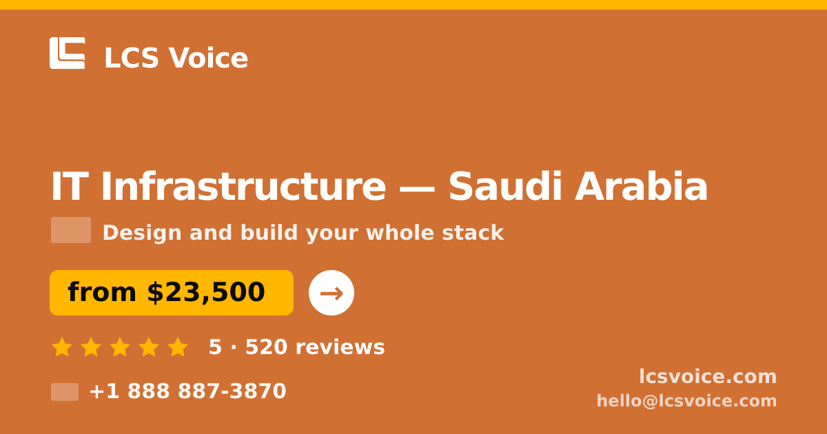 IT Infrastructure in Saudi Arabia — from $23,500, rated 5/5 by 520 clients. LCS Voice.