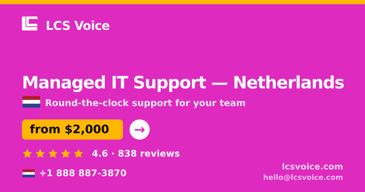 Managed IT Support in Rotterdam — from $1,700/mo, rated 4.6/5 by 1065 clients. LCS Voice.