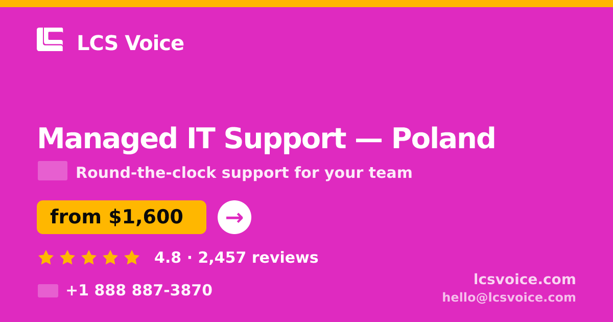 Managed IT Support in Poland — from $1,600/mo, rated 4.8/5 by 2457 clients. LCS Voice.