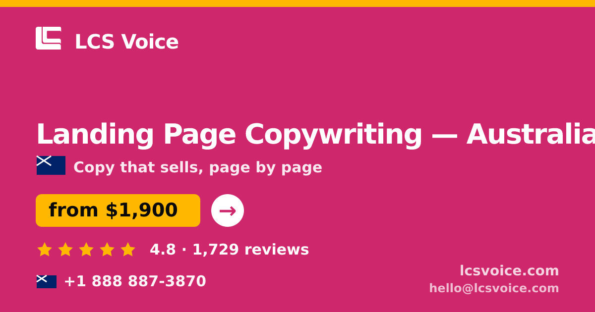 Landing Page Copywriting in Australia — from $1,900, rated 4.8/5 by 1729 clients. LCS Voice.