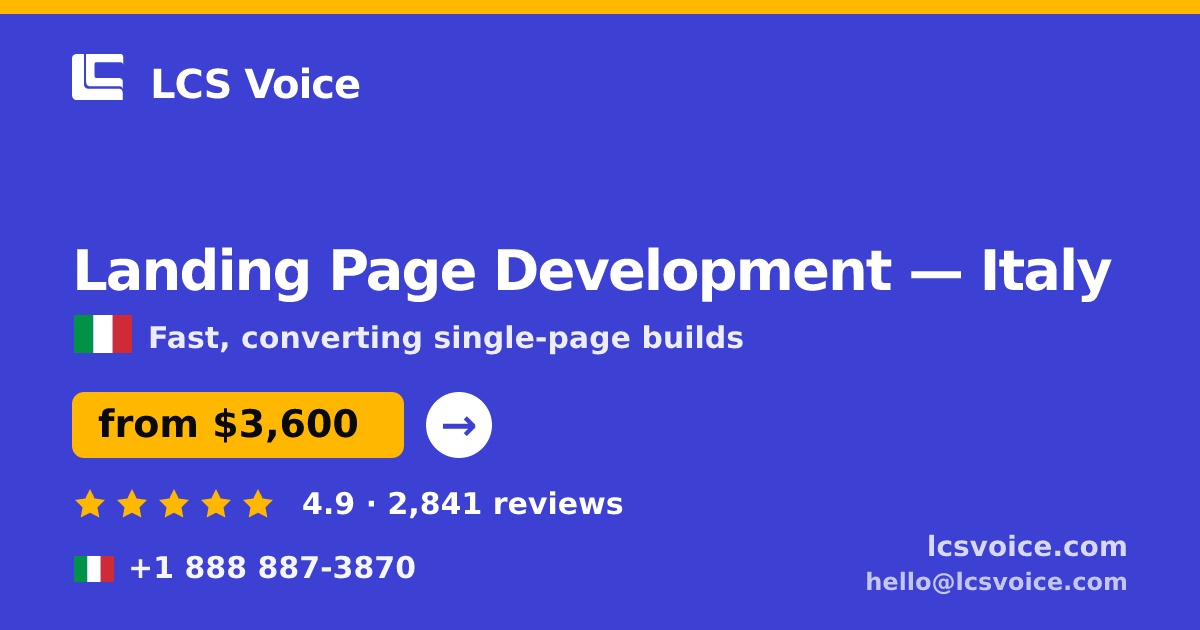Landing Page Development in Rome — from $3,100, rated 4.7/5 by 2951 clients. LCS Voice.