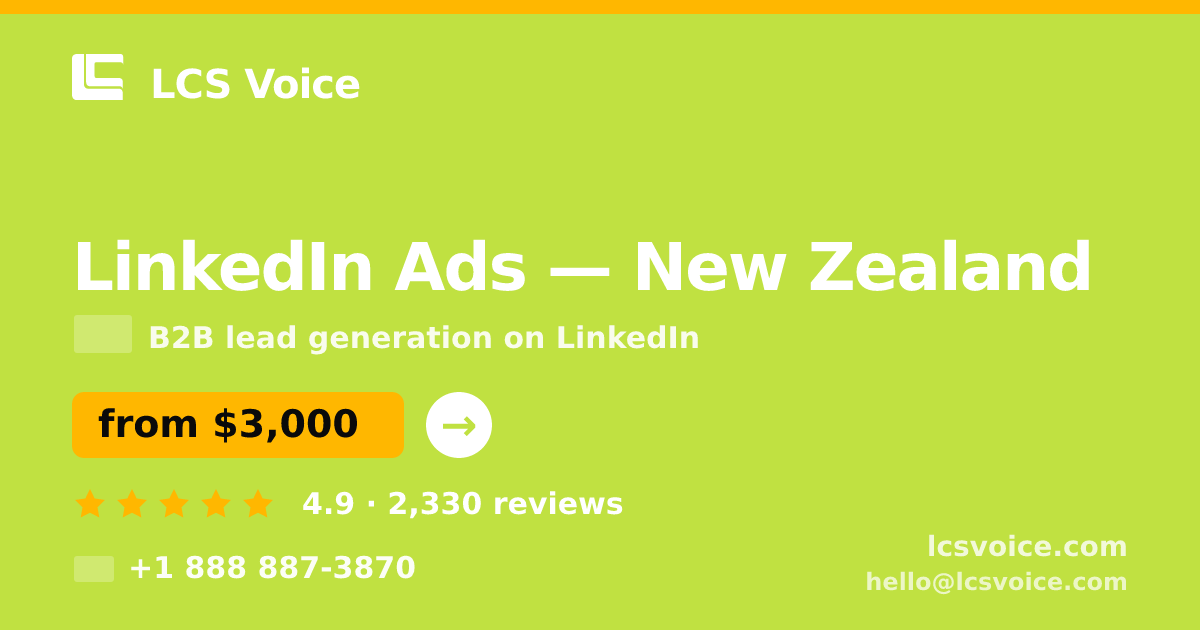 LinkedIn Ads in Wellington — from $4,100/mo, rated 4.8/5 by 2997 clients. LCS Voice.