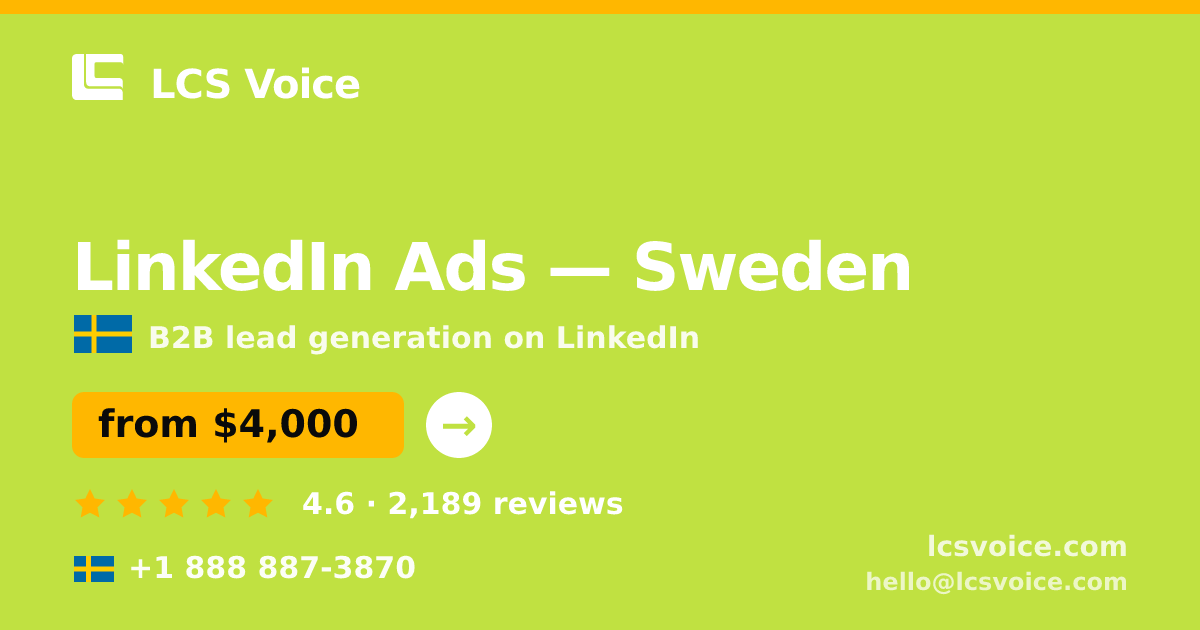 LinkedIn Ads in Malmö — from $3,700/mo, rated 4.9/5 by 1148 clients. LCS Voice.