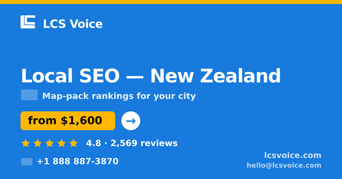 Local SEO in Christchurch — from $1,700/mo, rated 4.8/5 by 2609 clients. LCS Voice.