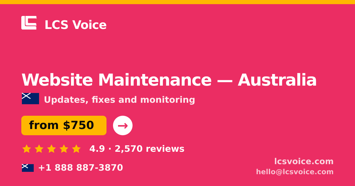 Website Maintenance in Melbourne — from $850/mo, rated 4.9/5 by 2222 clients. LCS Voice.