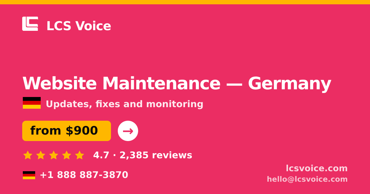 Website Maintenance in Hamburg — from $950/mo, rated 4.9/5 by 2706 clients. LCS Voice.