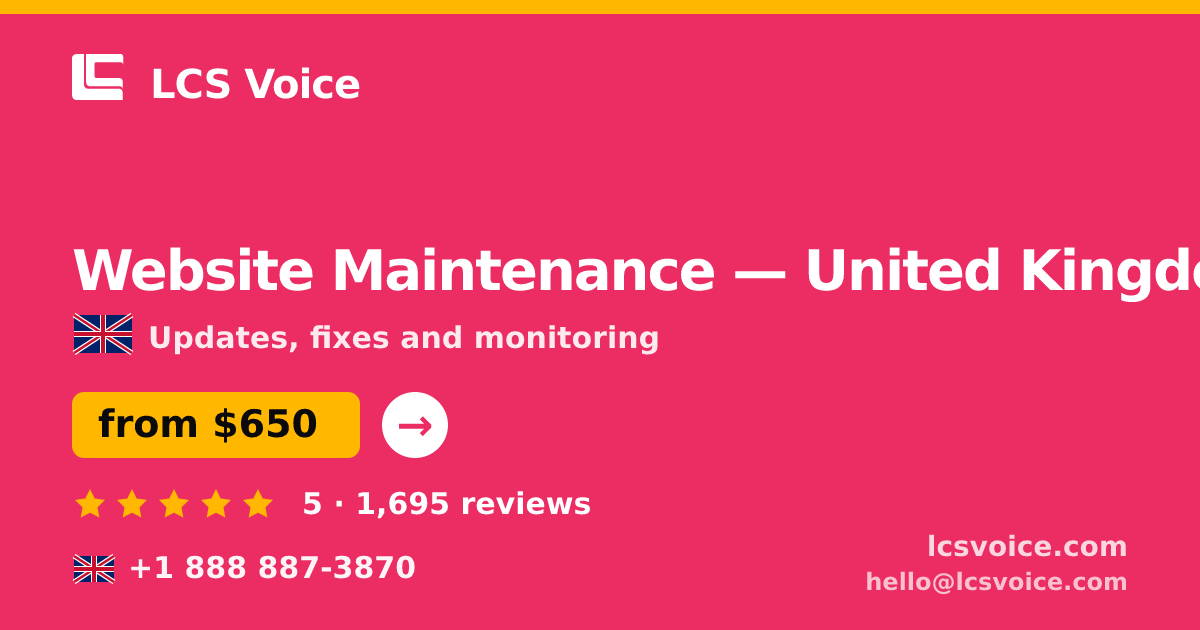 Website Maintenance in Glasgow — from $900/mo, rated 4.8/5 by 3107 clients. LCS Voice.