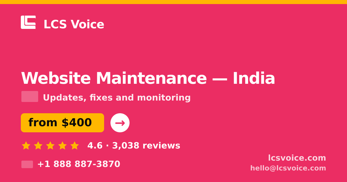 Website Maintenance in Chennai — from $350/mo, rated 4.8/5 by 1164 clients. LCS Voice.