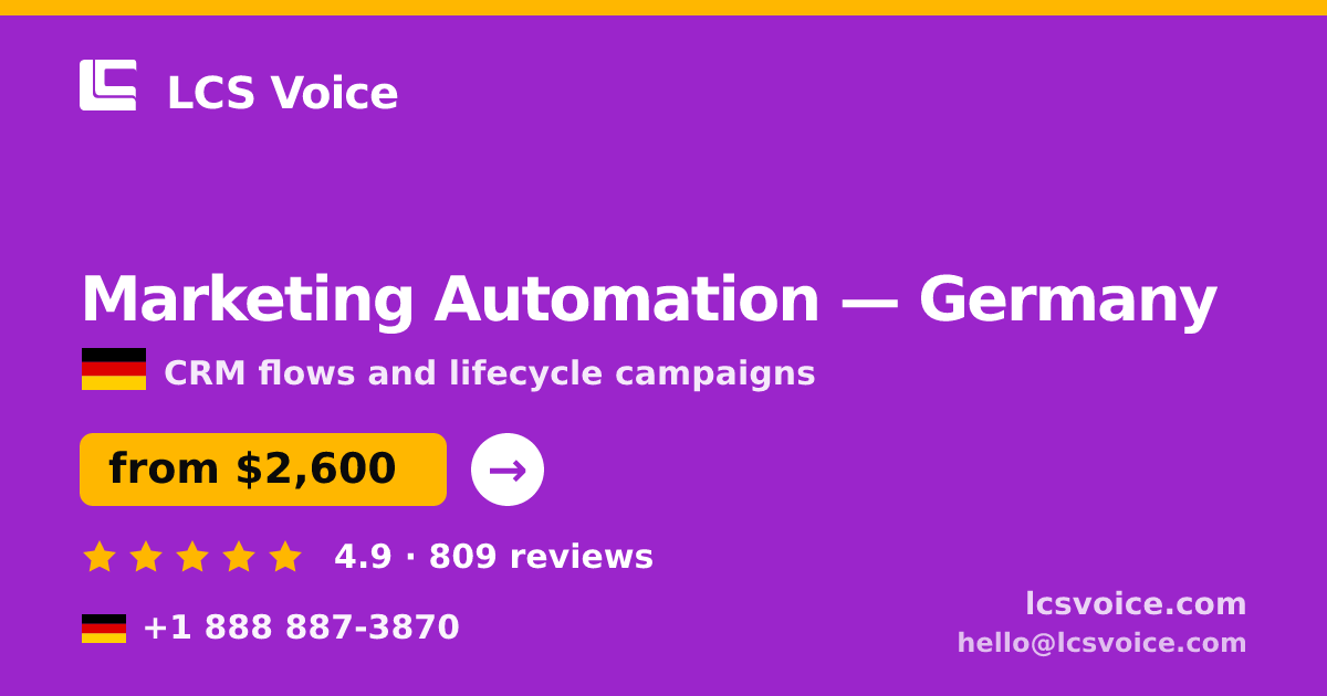 Marketing Automation in Frankfurt — from $3,000/mo, rated 4.7/5 by 1865 clients. LCS Voice.