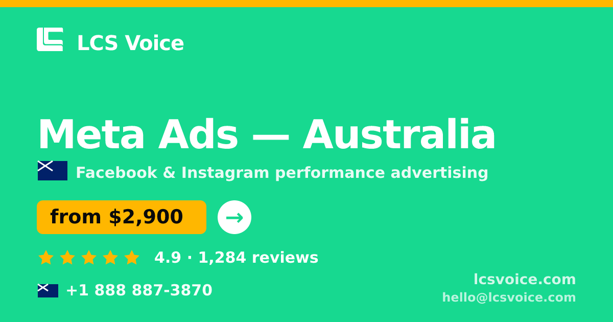Meta Ads in Australia — from $2,900/mo, rated 4.9/5 by 1284 clients. LCS Voice.
