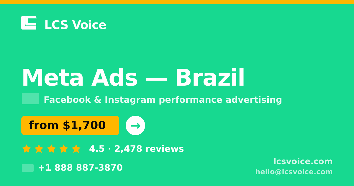 Meta Ads in Brazil — from $1,700/mo, rated 4.5/5 by 2478 clients. LCS Voice.