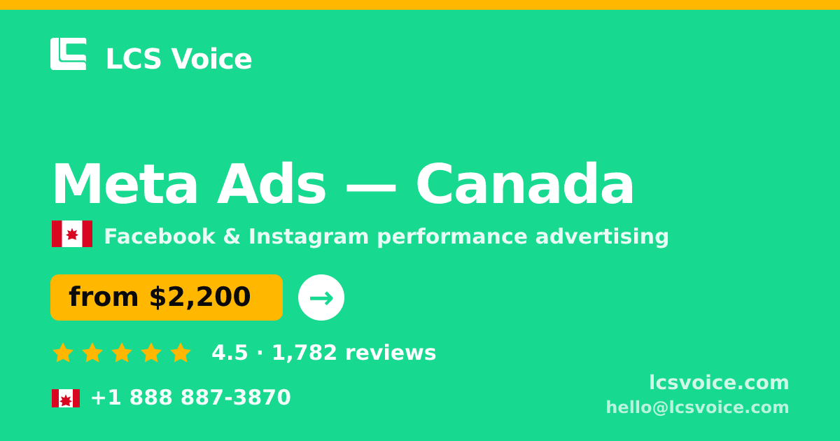 Meta Ads in Canada — from $2,200/mo, rated 4.5/5 by 1782 clients. LCS Voice.