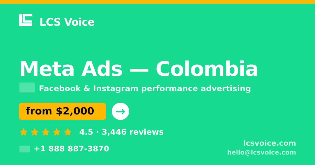 Meta Ads in Colombia — from $2,000/mo, rated 4.5/5 by 3446 clients. LCS Voice.