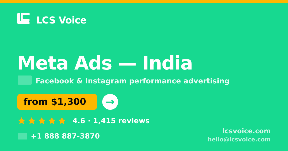 Meta Ads in Chennai — from $900/mo, rated 4.6/5 by 3351 clients. LCS Voice.