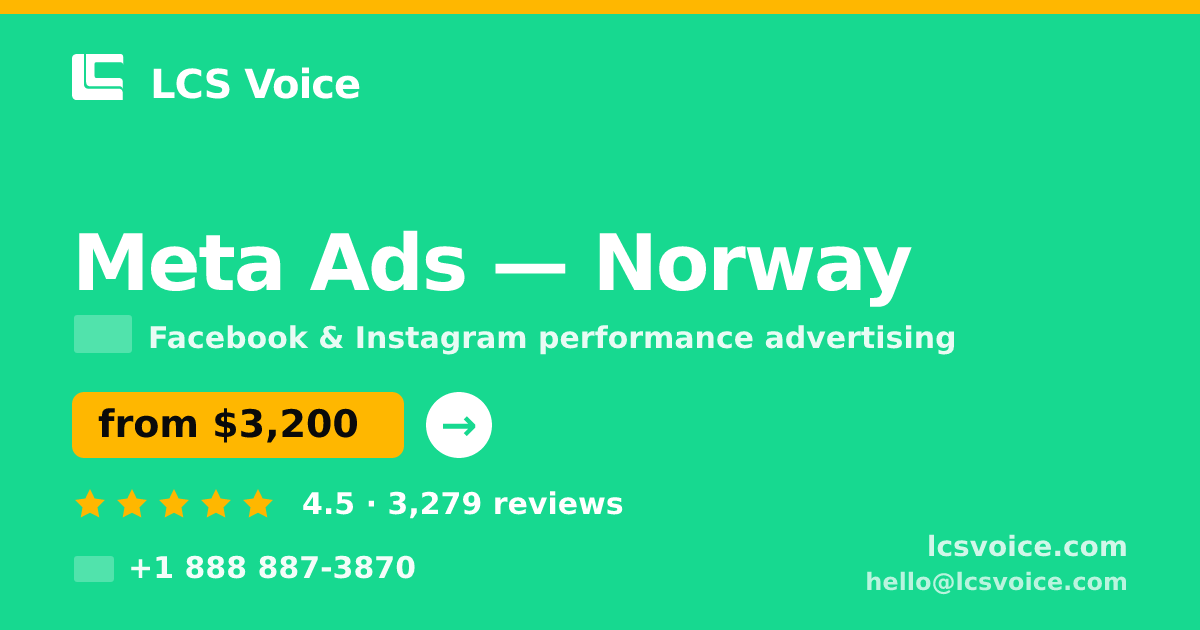 Meta Ads in Norway — from $3,200/mo, rated 4.5/5 by 3279 clients. LCS Voice.