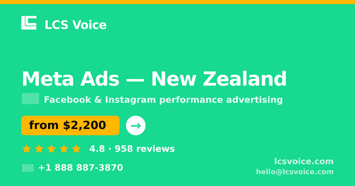 Meta Ads in New Zealand — from $2,200/mo, rated 4.8/5 by 958 clients. LCS Voice.