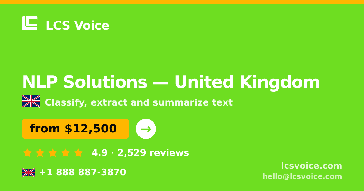 NLP Solutions in Birmingham — from $10,500, rated 4.9/5 by 836 clients. LCS Voice.