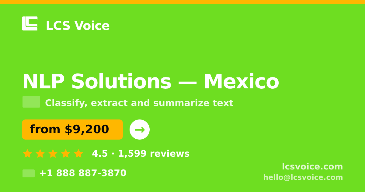 NLP Solutions in Mexico City — from $7,900, rated 5/5 by 2083 clients. LCS Voice.