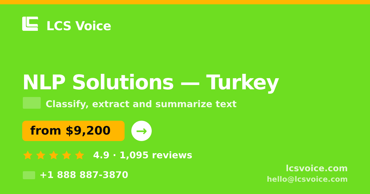 NLP Solutions in İzmir — from $6,000, rated 4.9/5 by 894 clients. LCS Voice.