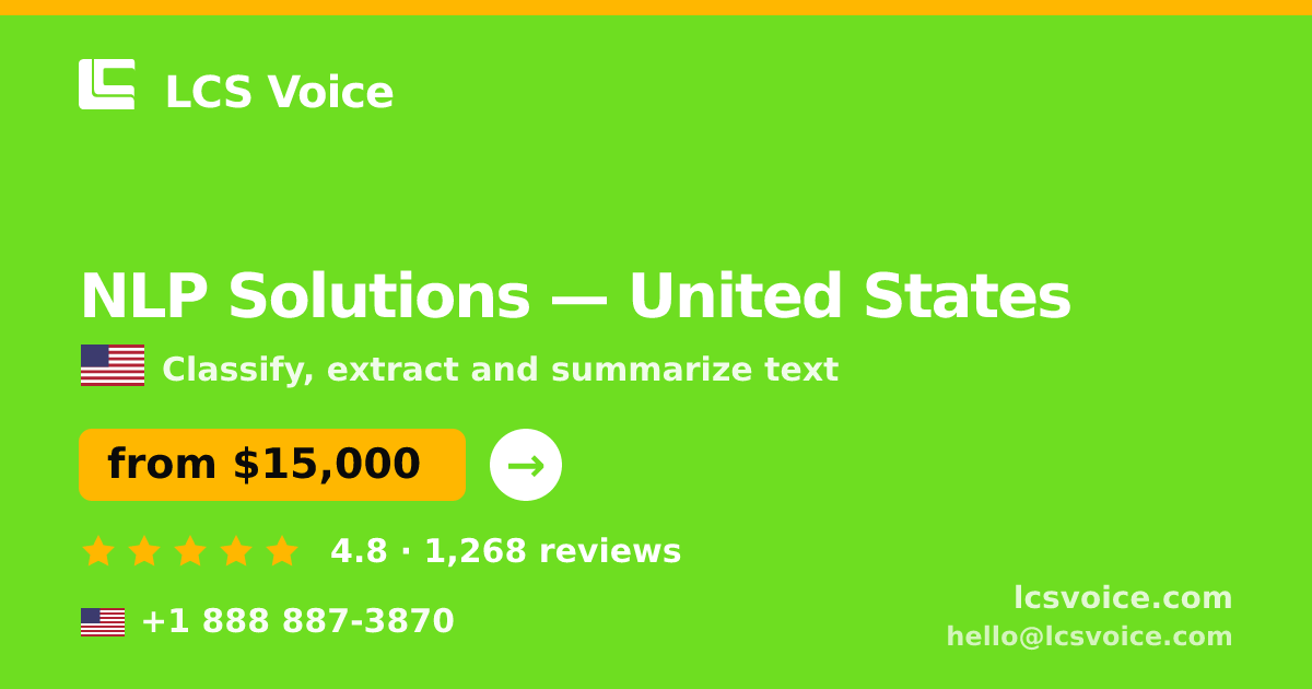 NLP Solutions in United States — from $15,000, rated 4.8/5 by 1268 clients. LCS Voice.