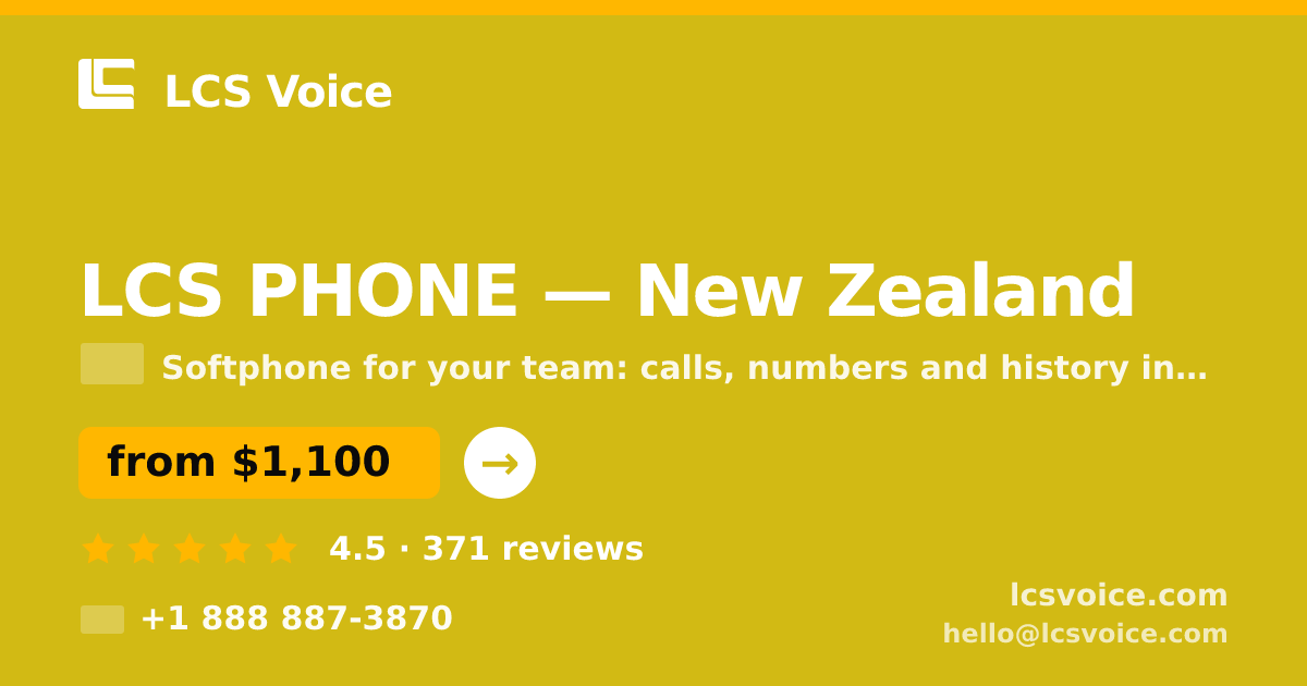 LCS PHONE in New Zealand — from $1,100/mo, rated 4.5/5 by 371 clients. LCS Voice.