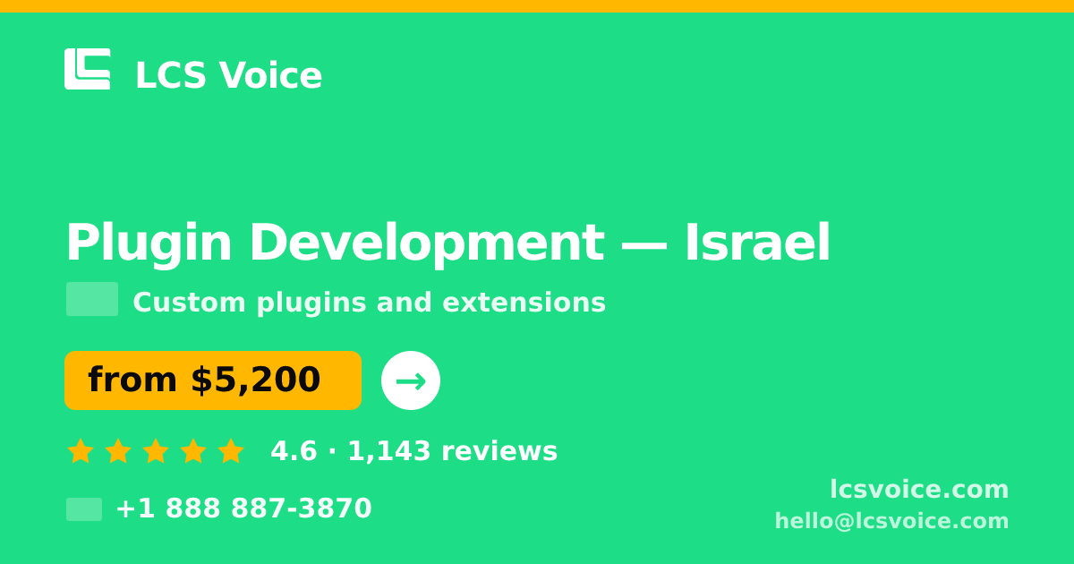 Plugin Development in Tel Aviv — from $7,800, rated 4.7/5 by 3465 clients. LCS Voice.