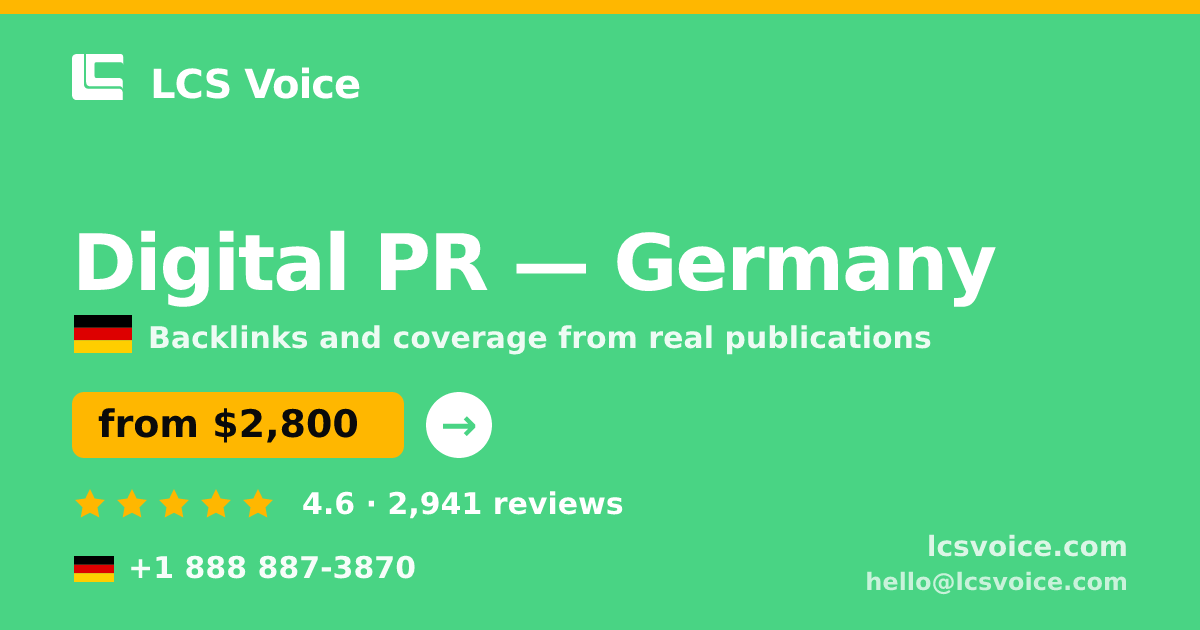 Digital PR in Frankfurt — from $2,800/mo, rated 4.7/5 by 364 clients. LCS Voice.