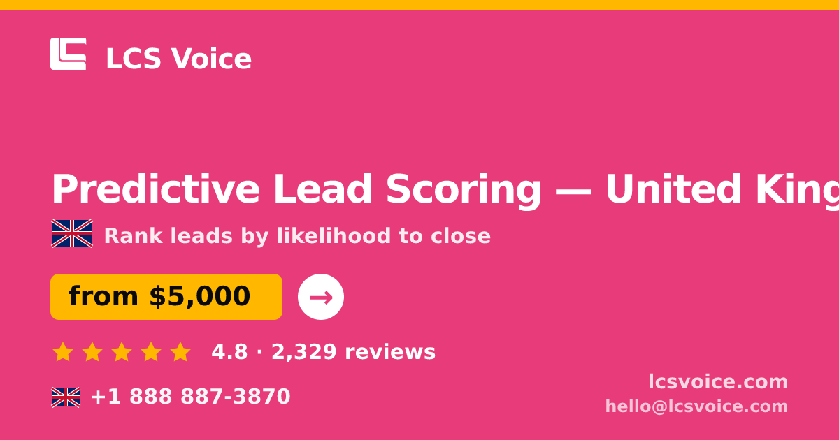 Predictive Lead Scoring in United Kingdom — from $5,000, rated 4.8/5 by 2329 clients. LCS Voice.