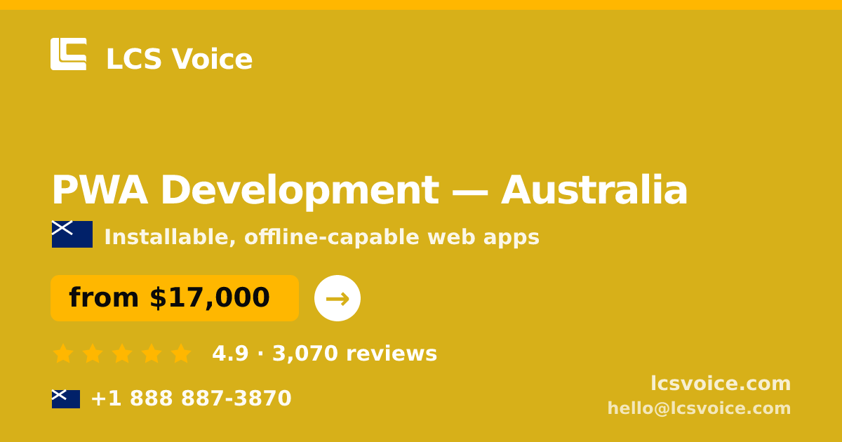 PWA Development in Sydney — from $13,500, rated 5/5 by 1496 clients. LCS Voice.