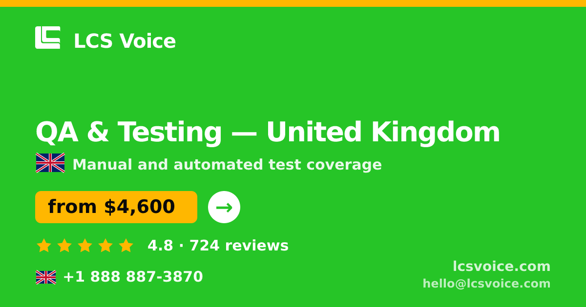 QA & Testing in Glasgow — from $4,800, rated 4.6/5 by 1073 clients. LCS Voice.