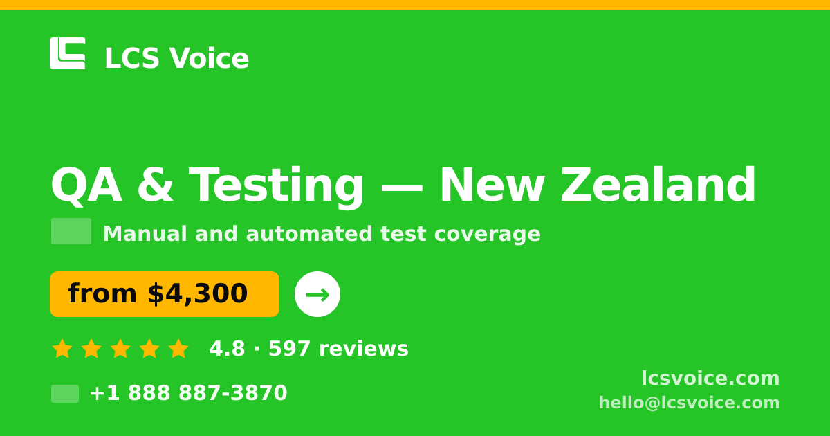 QA & Testing in Wellington — from $6,200, rated 4.9/5 by 418 clients. LCS Voice.