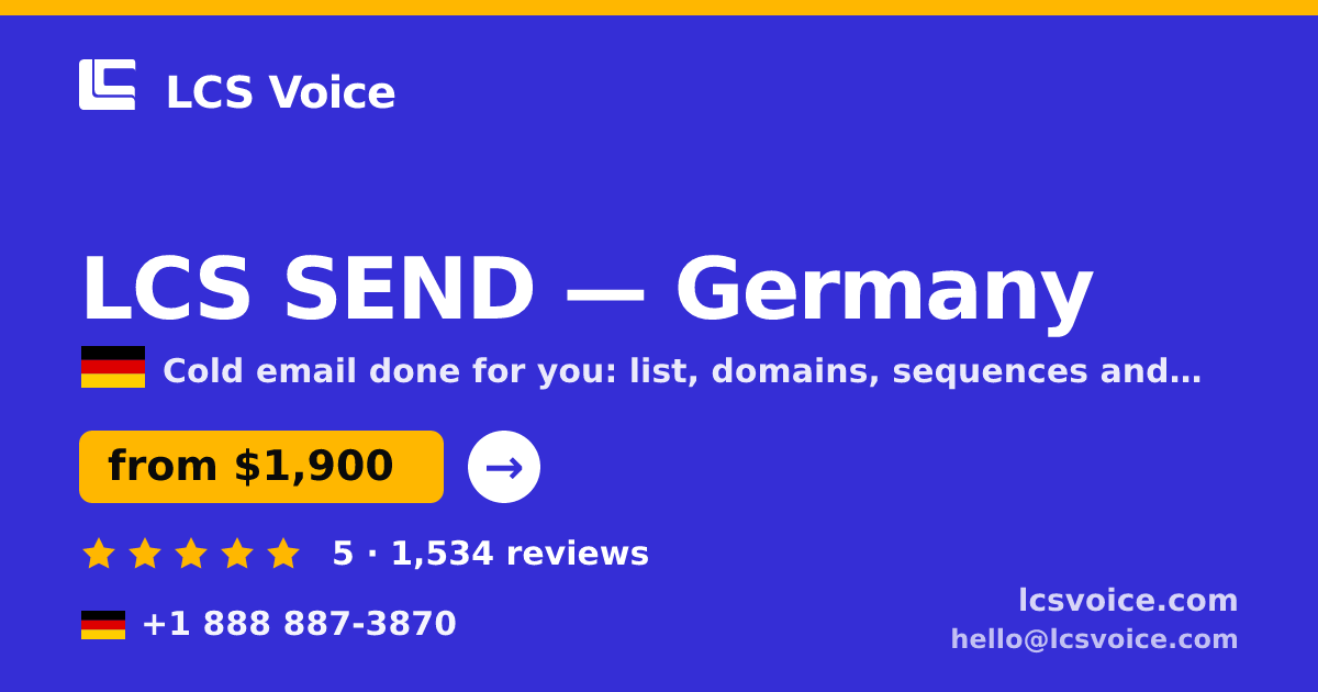 LCS SEND in Germany — from $1,900/mo, rated 5/5 by 1534 clients. LCS Voice.