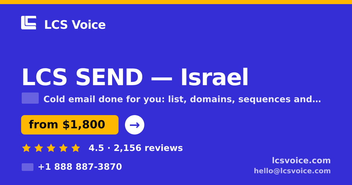 LCS SEND in Israel — from $1,800/mo, rated 4.5/5 by 2156 clients. LCS Voice.