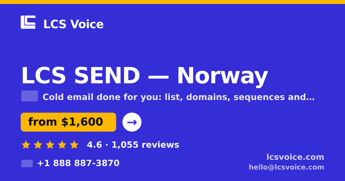 LCS SEND in Norway — from $1,600/mo, rated 4.6/5 by 1055 clients. LCS Voice.