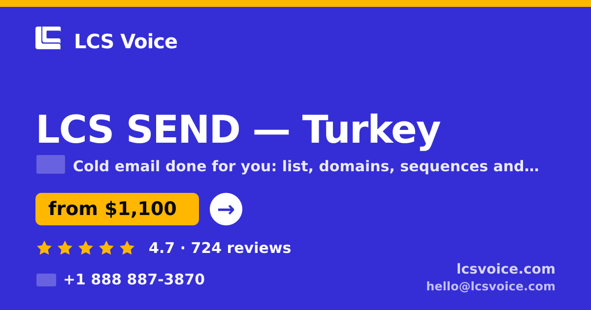 LCS SEND in Turkey — from $1,100/mo, rated 4.7/5 by 724 clients. LCS Voice.