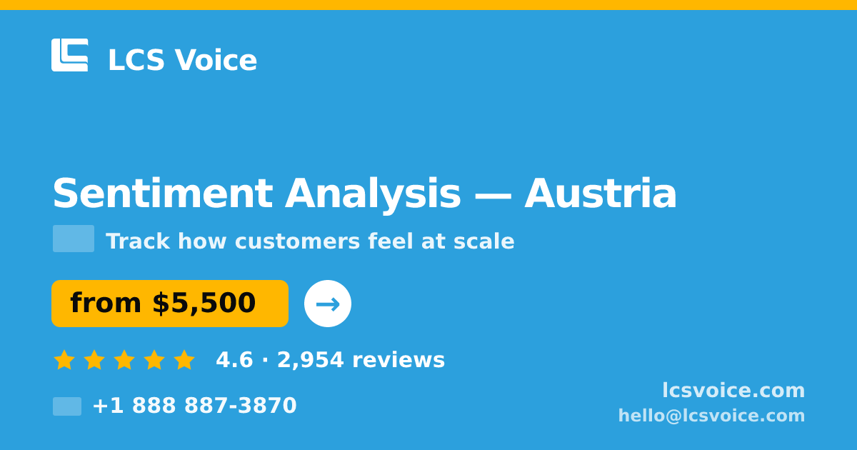 Sentiment Analysis in Austria — from $5,500, rated 4.6/5 by 2954 clients. LCS Voice.