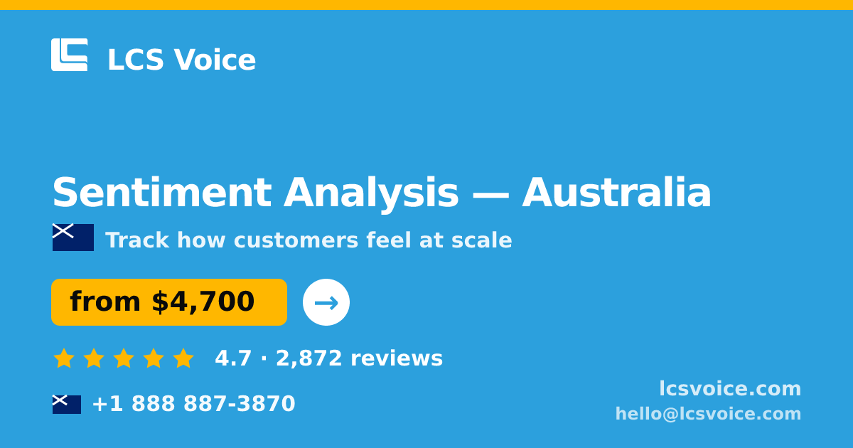 Sentiment Analysis in Australia — from $4,700, rated 4.7/5 by 2872 clients. LCS Voice.
