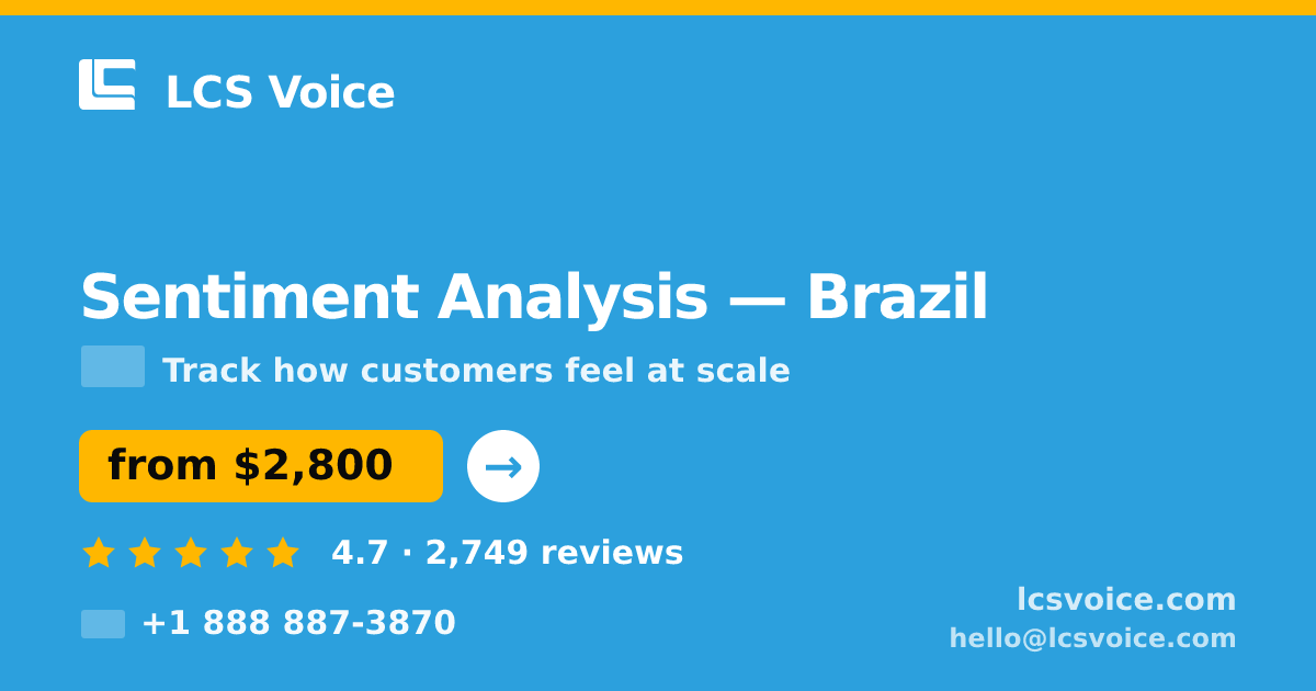 Sentiment Analysis in Brazil — from $2,800, rated 4.7/5 by 2749 clients. LCS Voice.