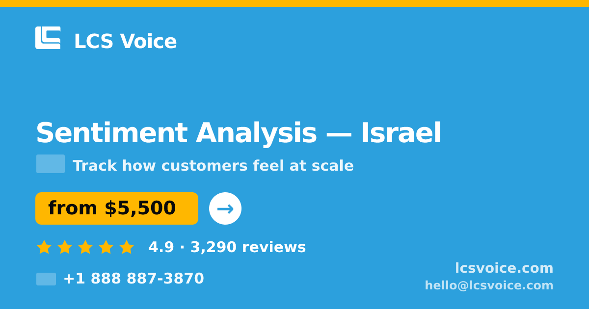 Sentiment Analysis in Israel — from $5,500, rated 4.9/5 by 3290 clients. LCS Voice.