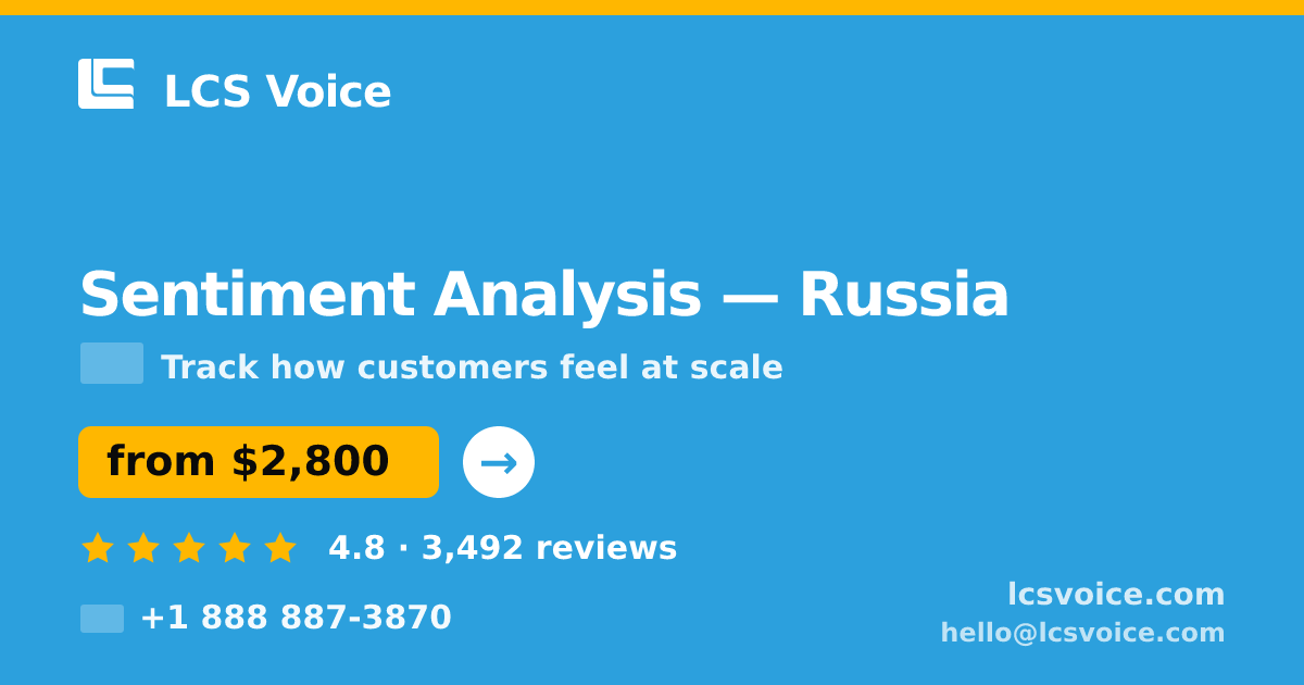 Sentiment Analysis in Russia — from $2,800, rated 4.8/5 by 3492 clients. LCS Voice.