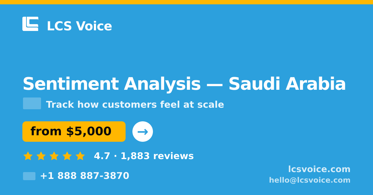 Sentiment Analysis in Dammam — from $5,600, rated 4.8/5 by 1123 clients. LCS Voice.
