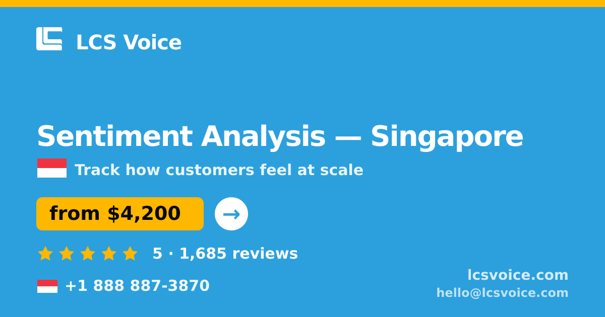Sentiment Analysis in Singapore — from $4,200, rated 5/5 by 1685 clients. LCS Voice.