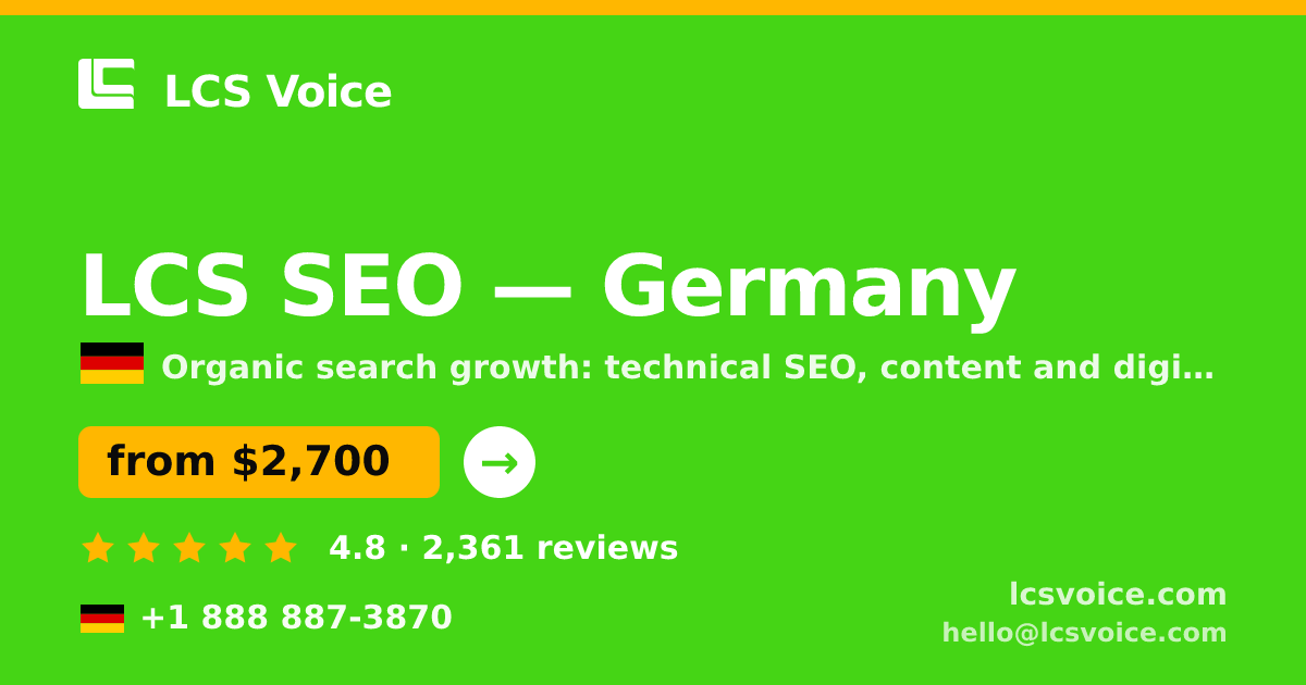 LCS SEO in Germany — from $2,700/mo, rated 4.8/5 by 2361 clients. LCS Voice.
